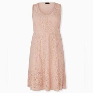 Torrid Pale Pink Lace v neck Midi Dress with Pockets plus size 3X